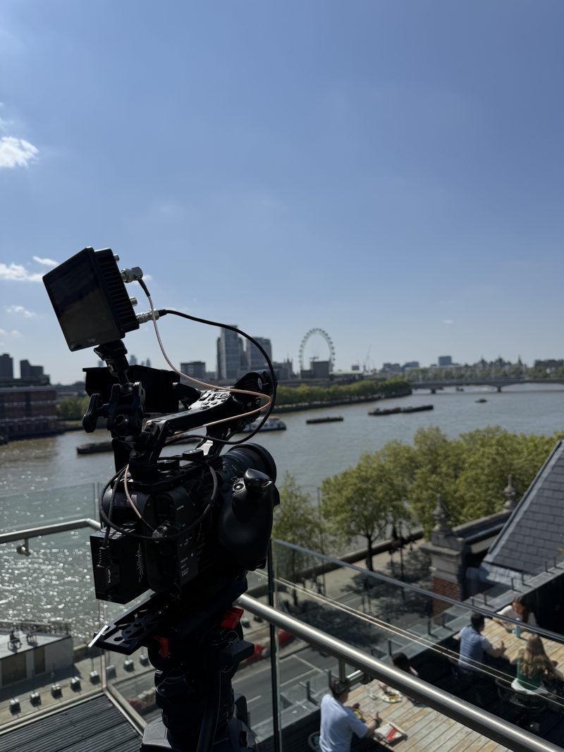 The FX6 set up on the terrace overlooking the Thames