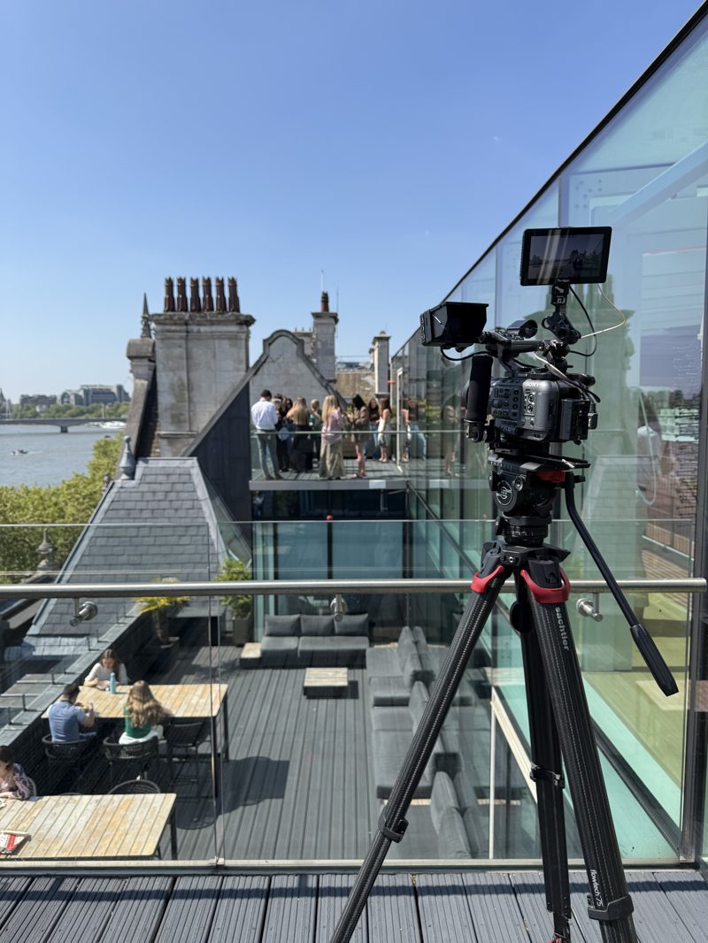 The camera on sticks at the venue's rooftop terrace