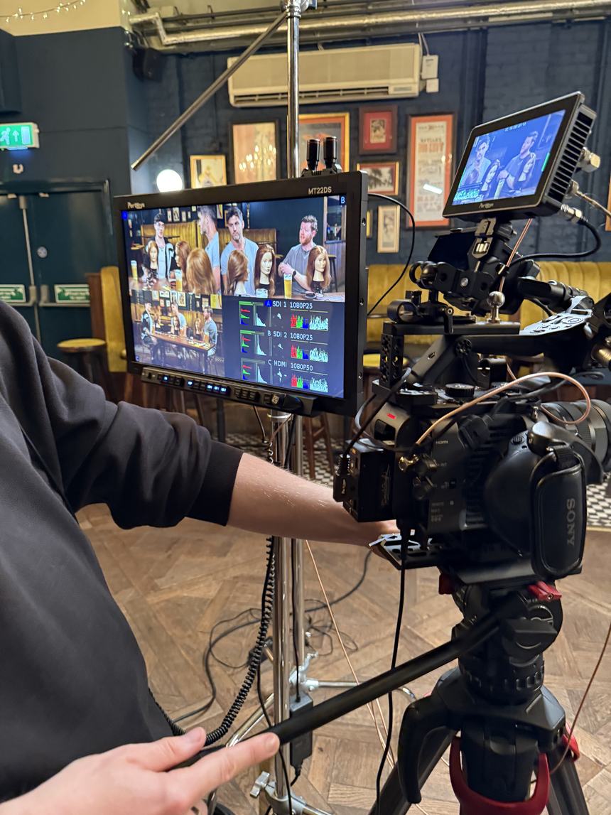 The multiview monitor showing all four camera feeds and their scopes
