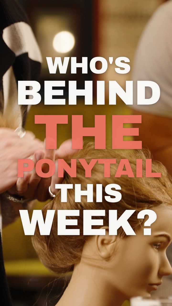 The vertical guest teaser, asking who is behind the ponytail this week